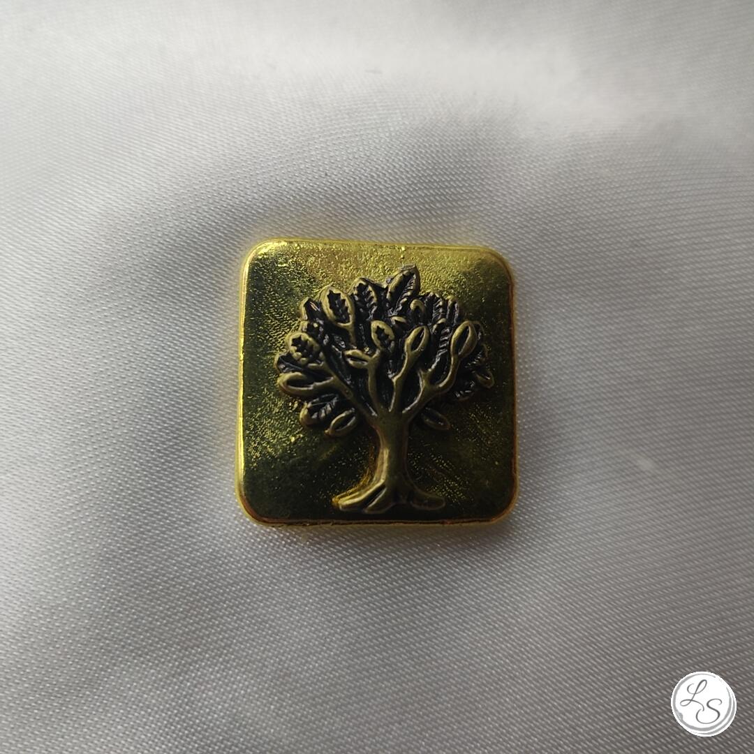 Broche aimantée "Carré or et son arbre de vie bronze" – Image 2