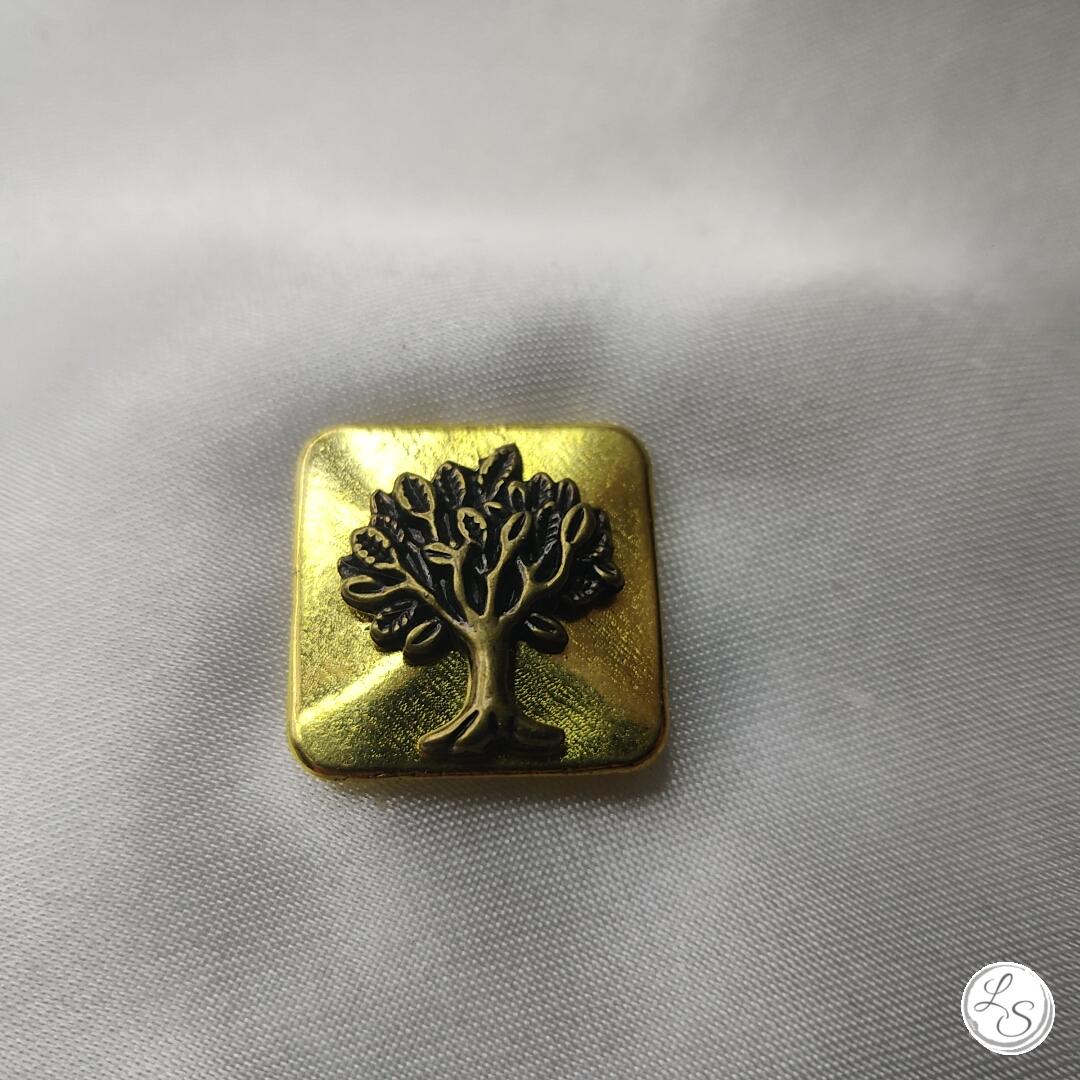 Broche aimantée "Carré or et son arbre de vie bronze"
