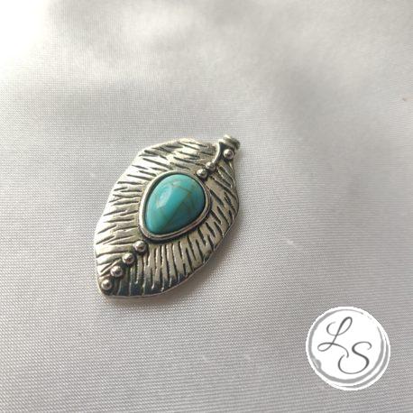 Broche aimantée "Feuille imitation turquoise"