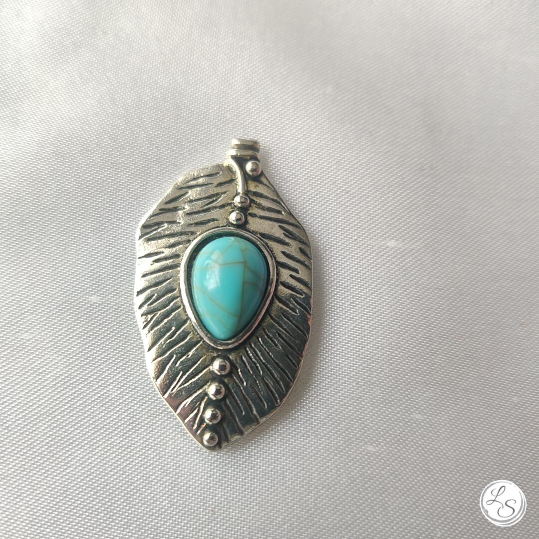 Broche aimantée "Feuille imitation turquoise" – Image 3