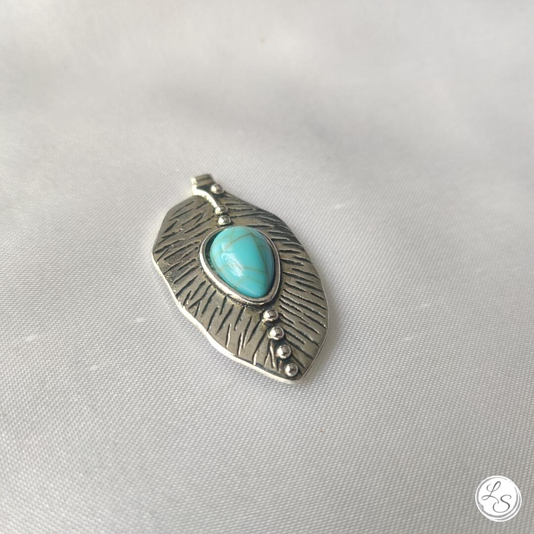Broche aimantée "Feuille imitation turquoise" – Image 2