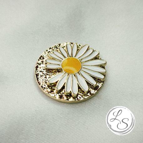 Broche aimantée "Petite marguerite blanche émaillée sur dorée"