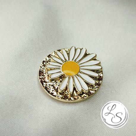 Broche aimantée "Petite marguerite blanche émaillée sur dorée" – Image 2