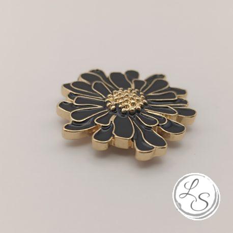 Broche aimantée "Fleur relief émaillée noire" – Image 3