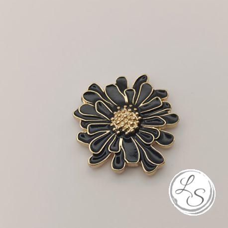 Broche aimantée "Fleur relief émaillée noire" – Image 2