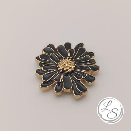 Broche aimantée "Fleur relief émaillée noire"