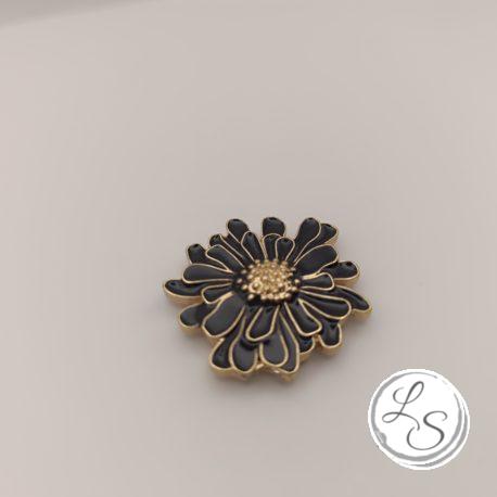 Broche aimantée "Fleur relief émaillée noire" – Image 4