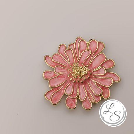 Broche aimantée "Fleur relief émaillée rose" – Image 2