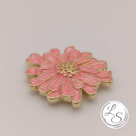 Broche aimantée "Fleur relief émaillée rose" – Image 3