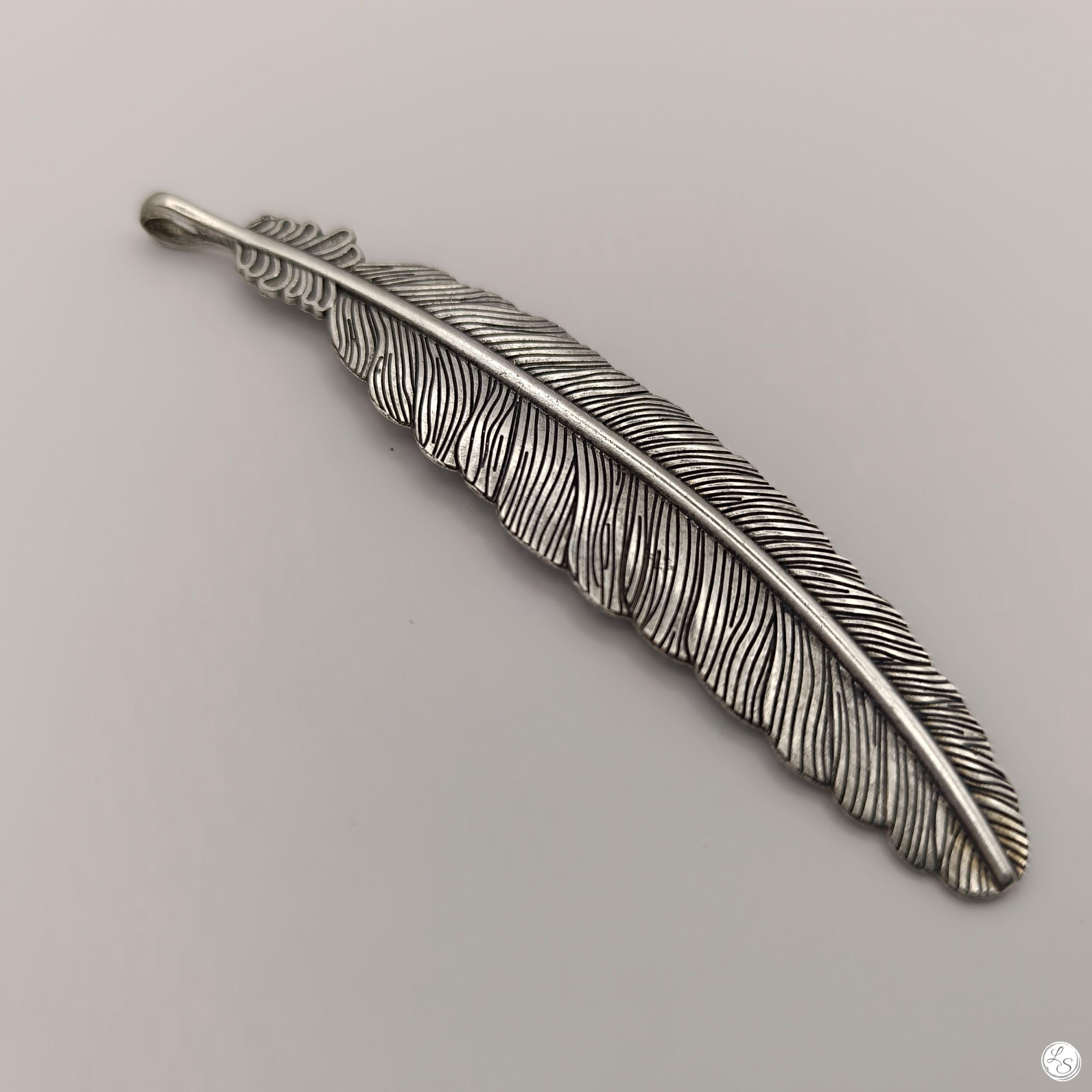 Broche aimantée grande plume argenté, bijou magnétique sans percer