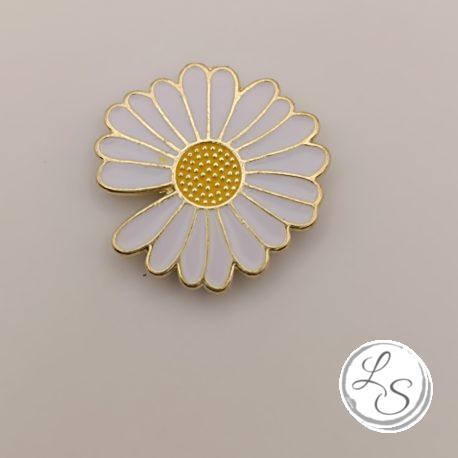 Broche aimantée "Marguerite émaillée blanche" – Image 2