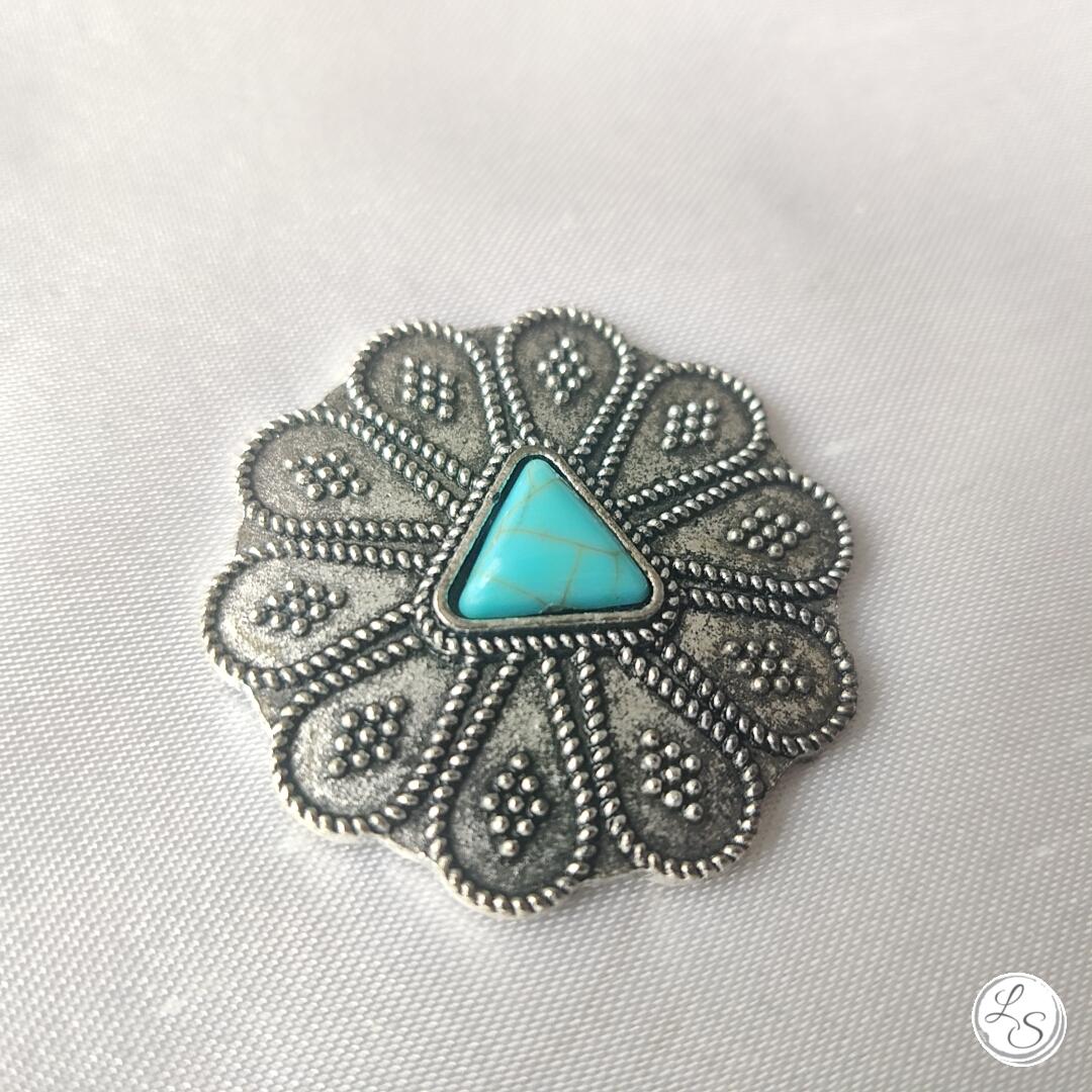 Broche aimantée "Médaillon imitation turquoise" – Image 3