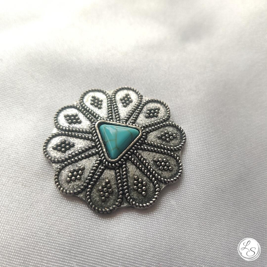 Broche aimantée "Médaillon imitation turquoise" – Image 2
