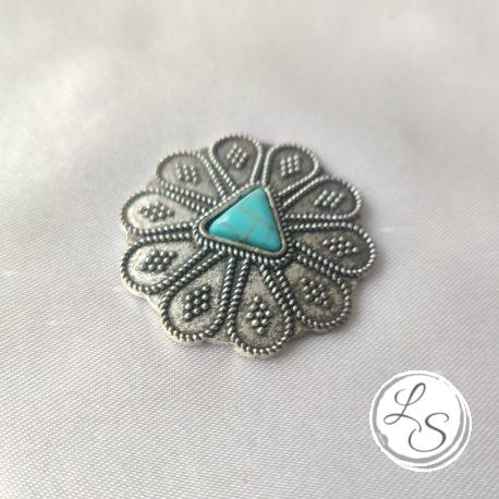 Broche aimantée "Médaillon imitation turquoise"