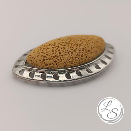 BROCHE AIMANTÉE CRÉATION UNIQUE  "Œil moutarde" – Image 2