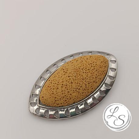 BROCHE AIMANTÉE CRÉATION UNIQUE  "Œil moutarde"