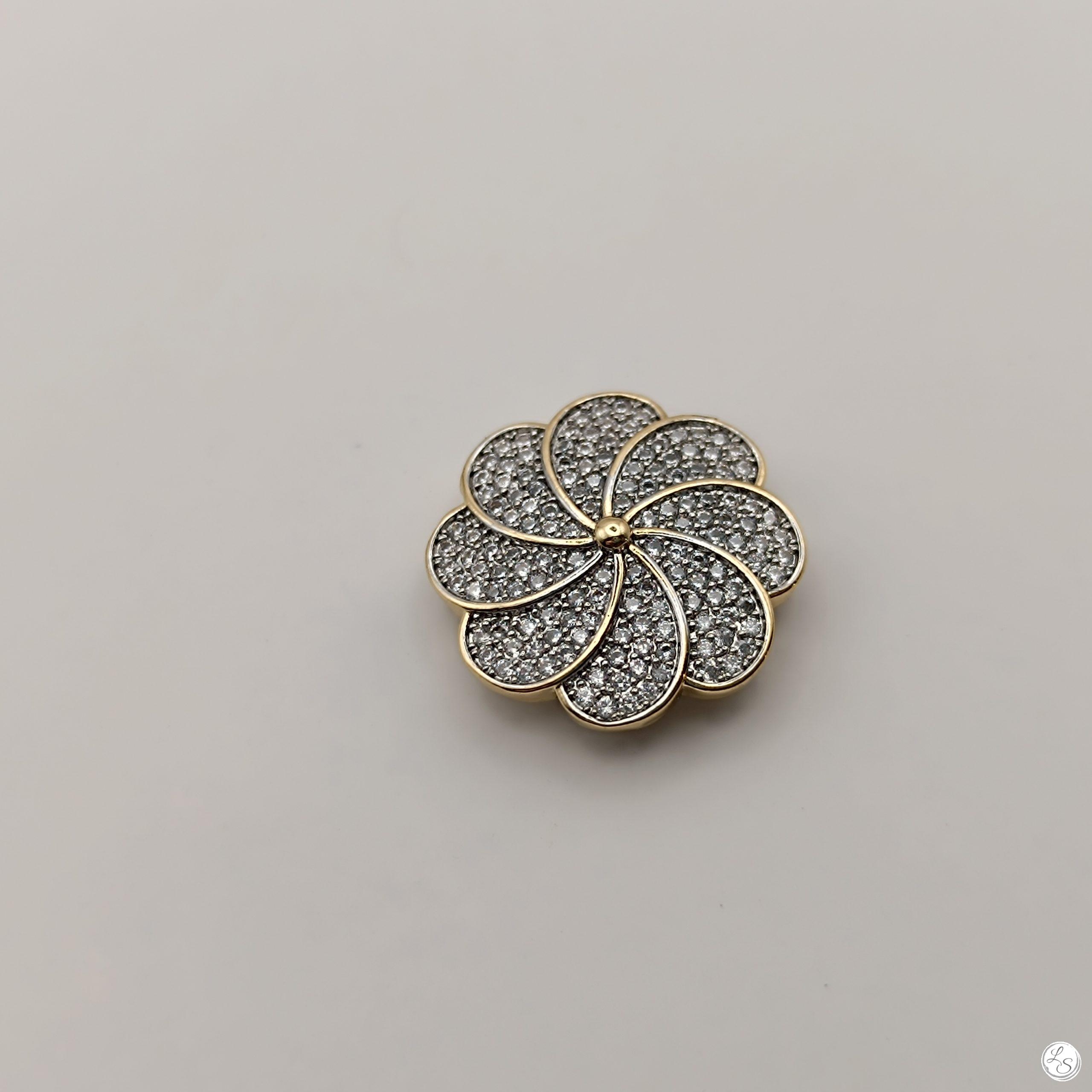 Broche aimantée "Petite fleur rosace dorée strass" – Image 2