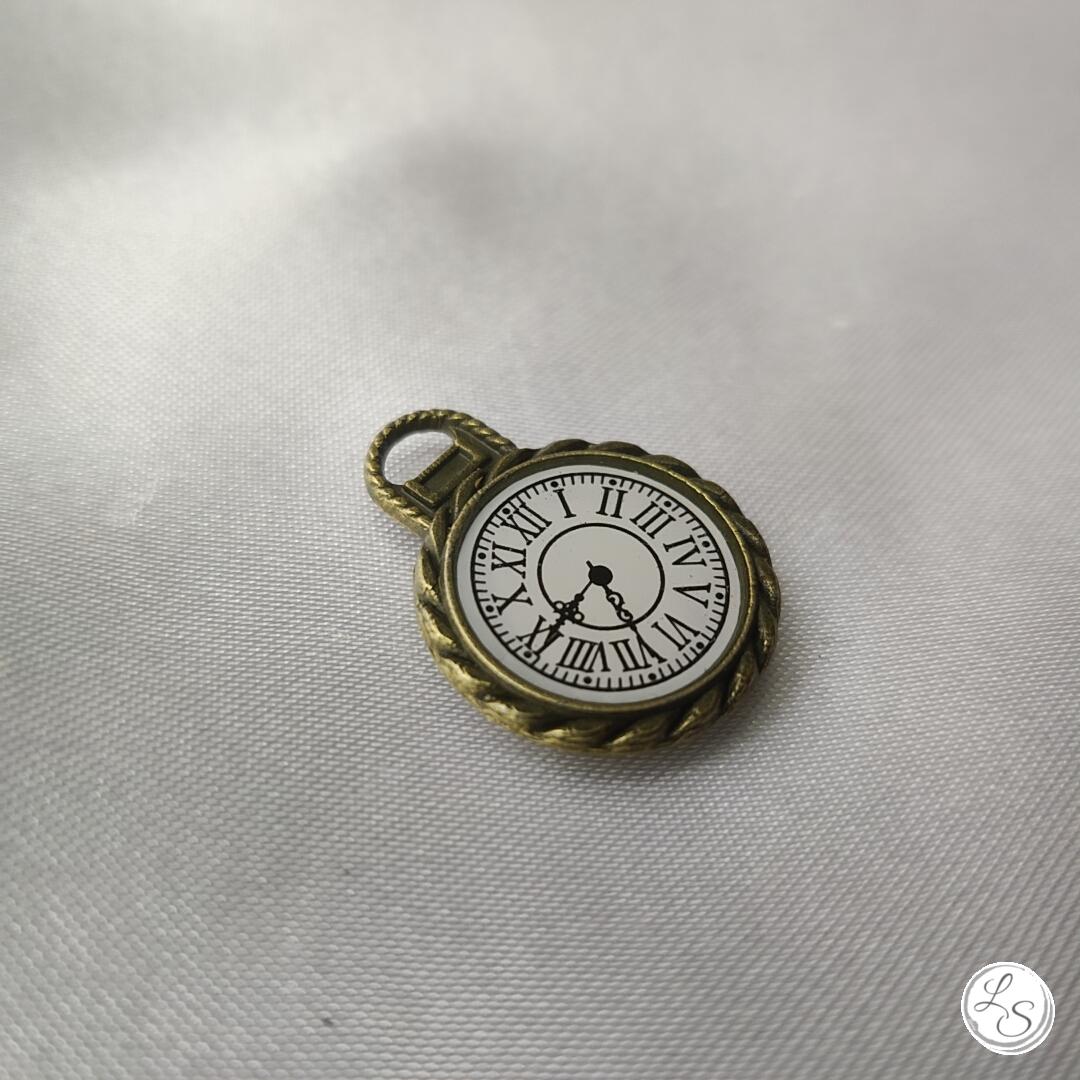 Broche aimantée "Petite horloge striée bronze" – Image 2