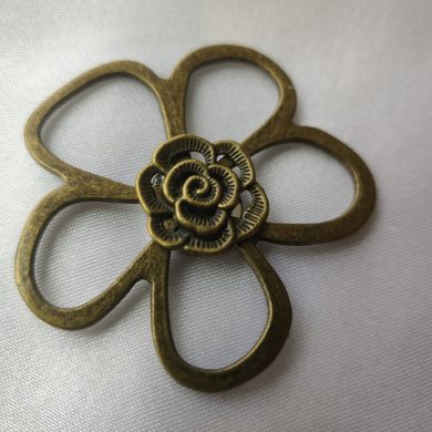 Broche aimantée "Porte lunettes fleur double bronze"