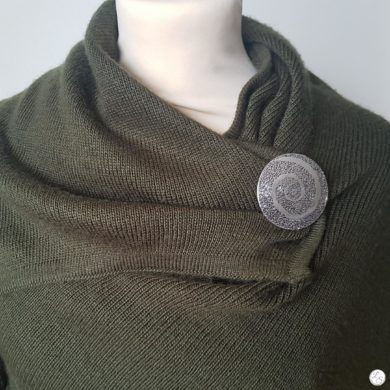 Broche aimantée "Spirale pleine en métal argenté"