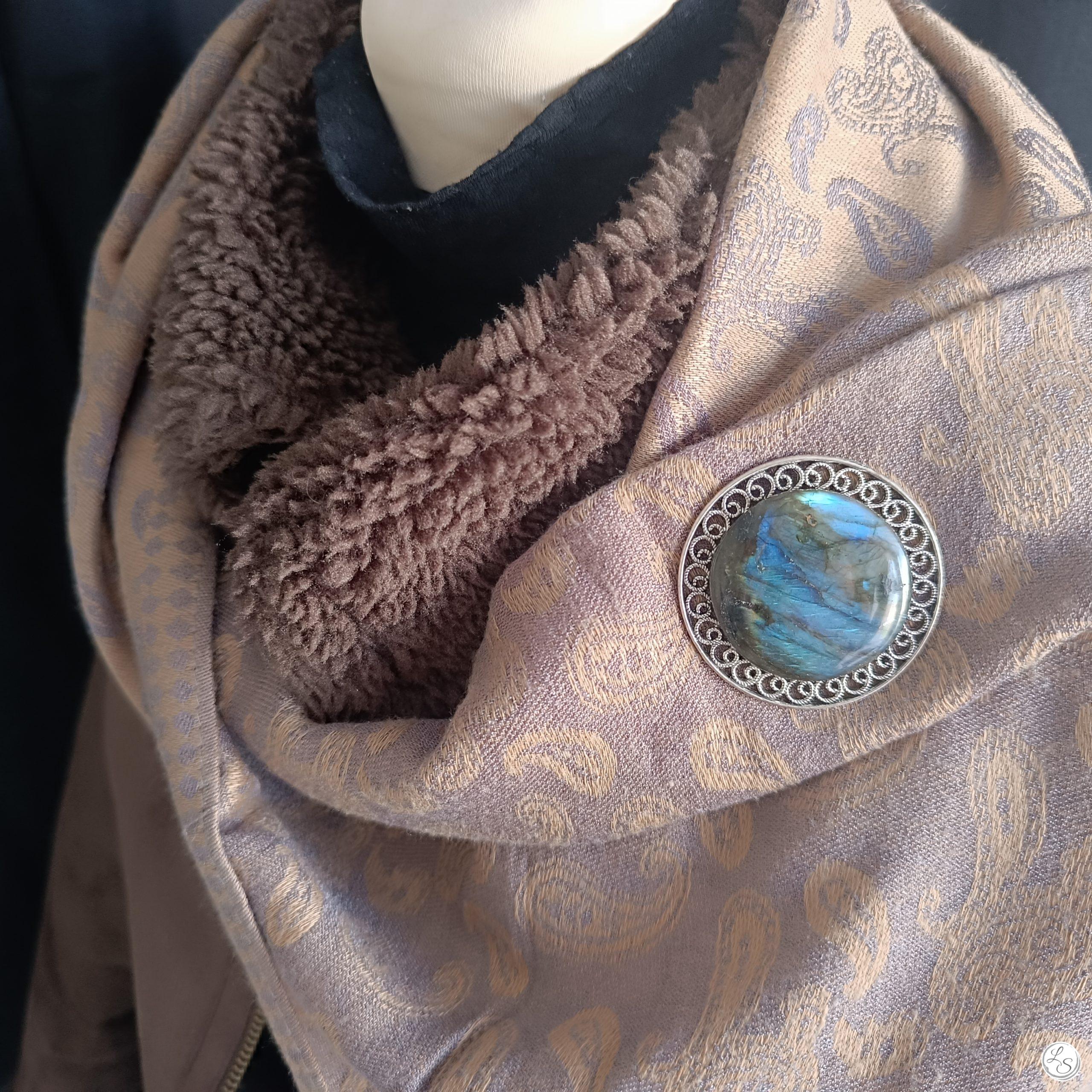 broche bijou aimantée pierre naturelle labradorite création unique