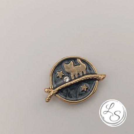 Broche aimantée "Chat doré sur fond noir émaillé" – Image 2
